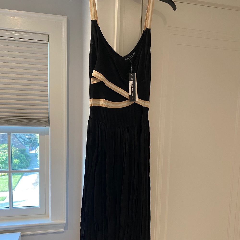 NWT!!! Black Pleated Dress w/cross front bodice